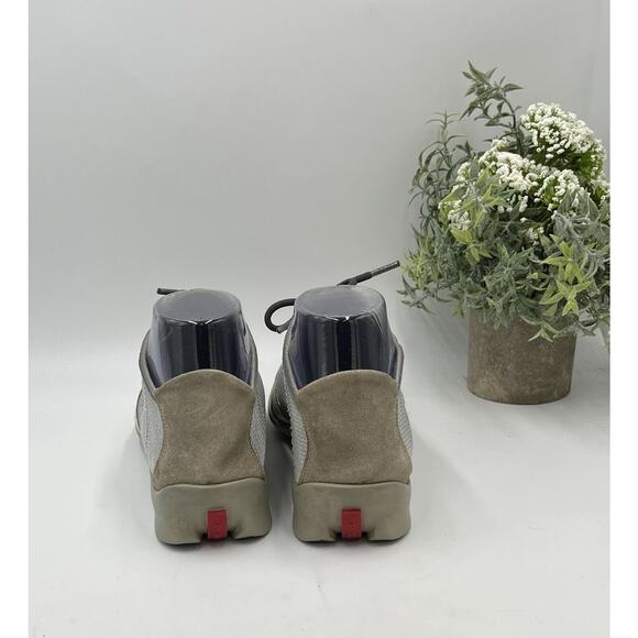 Prada Vintage Sneakers Trainers‎ Low Cut Sports Gray Beige Suede US Sz 8/38.5 - Picture 4 of 11